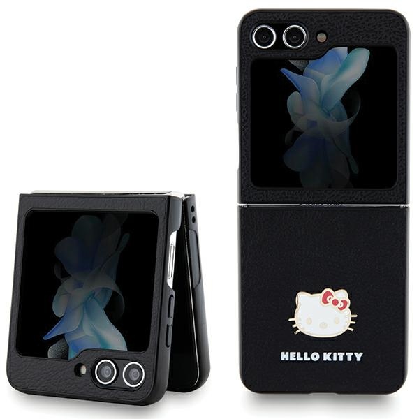 Hello Kitty Metal Logo Kitty Head viedtālruņa apvalks Samsung Galaxy Z Flip 5 - melns
