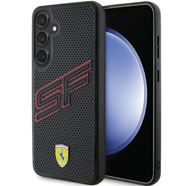 Ferrari Big SF Perforated viedtālruņa apvalks Samsung Galaxy S24+ - melns