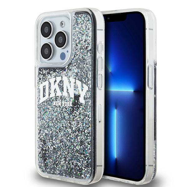 DKNY Liquid Glitter Big Logo viedtālruņa apvalks iPhone 13 Pro / 13 - melns