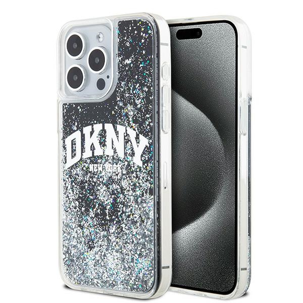 DKNY šķidrā spīduma lielā logotipa viedtālruņa apvalks iPhone 14 Pro Max - melns