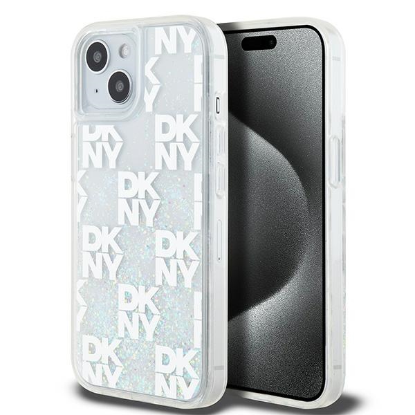DKNY šķidrā spīduma vairāku logotipu viedtālruņa apvalks iPhone 15 / 14 / 13 - balts