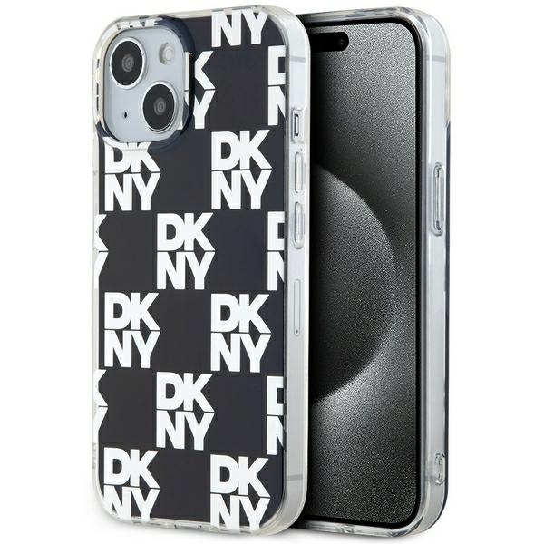 DKNY IML rūtainais mono raksts viedtālruņa apvalks iPhone 15 / 14 / 13 - melns