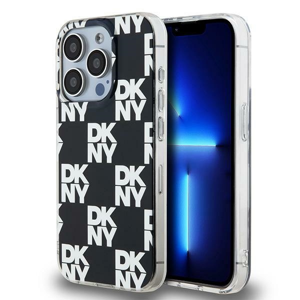 DKNY IML rūtainais mono raksts viedtālruņa apvalks iPhone 15 Pro Max - melns