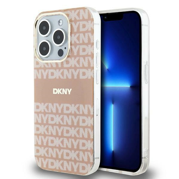 DKNY IML mono un svītras magnētiskais viedtālruņa apvalks iPhone 13 Pro / 13 - rozā