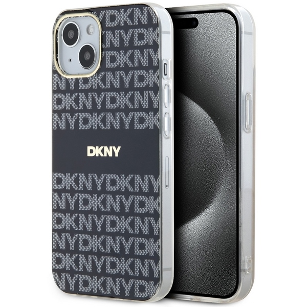 DKNY IML Mono un svītras Magnētiskais viedtālruņa apvalks iPhone 15 Plus / 14 Plus - melna