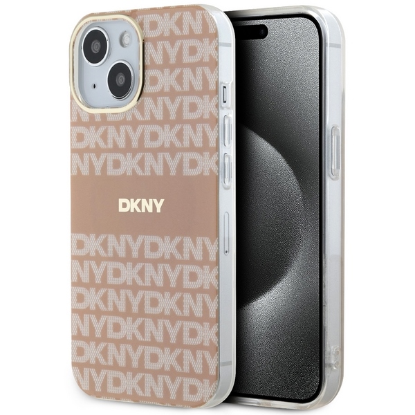 DKNY IML Mono un svītras Magnētiskais viedtālruņa apvalks iPhone 15 / 14 / 13 - rozā