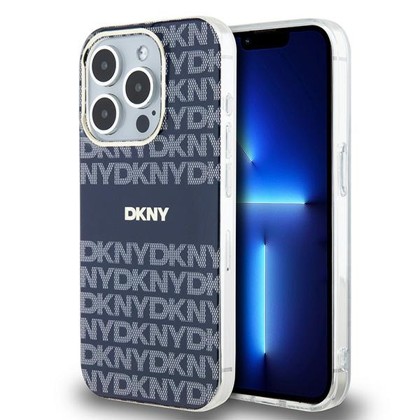 DKNY IML Mono un svītras Magnētiskais viedtālruņa apvalks iPhone 15 Pro Max - zila