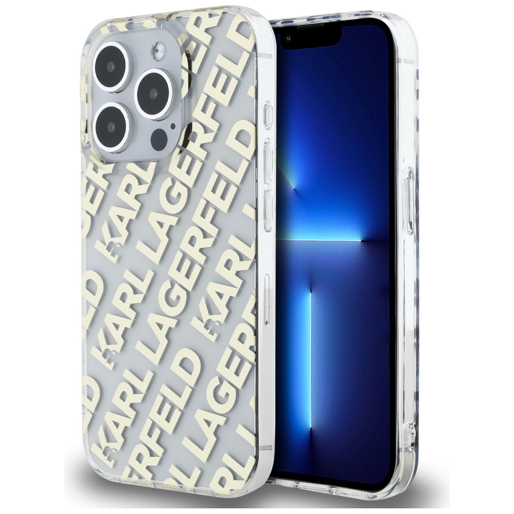 Karl Lagerfeld IML Fullover Logo viedtālruņa apvalks iPhone 15 Pro Max - zelts