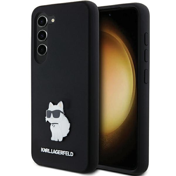 Karl Lagerfeld Silikona Choupette Metal Pin viedtālruņa apvalks Samsung Galaxy S24 - melns