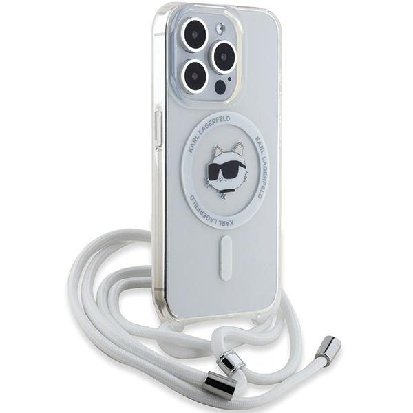 Karl Lagerfeld IML Choupette Head & Cord Magnētiskais viedtālruņa apvalks iPhone 14 Pro - caurspīdīgs