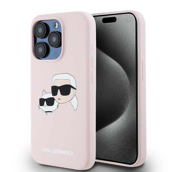 Karl Lagerfeld Silikonais Karl&Choupette MagSafe apvalks iPhone 15 Pro Max - rozā