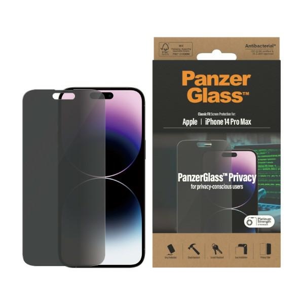 PanzerGlass Classic Fit antibakteriālais privātuma stikls iPhone 14 Pro Max