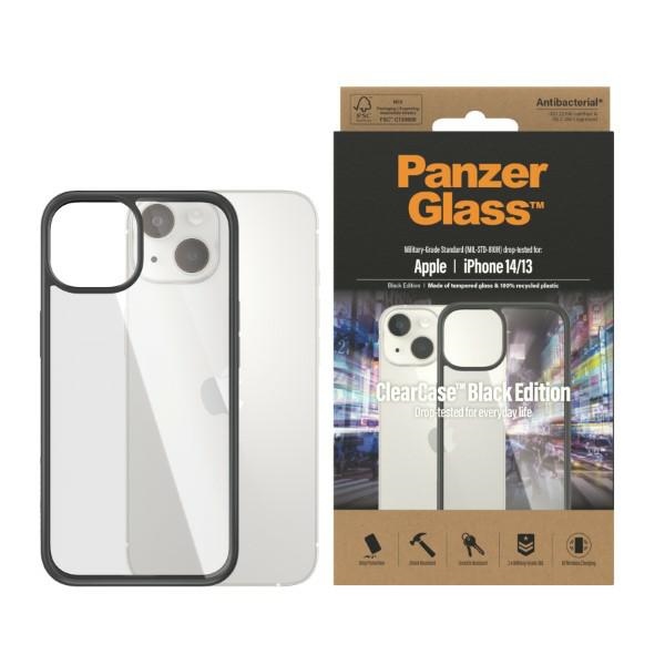 PanzerGlass ClearCase antibakteriālais militārās pakāpes sertificētais viedtālruņa apvalks iPhone 14/15/13 – caurspīdīgs un melns