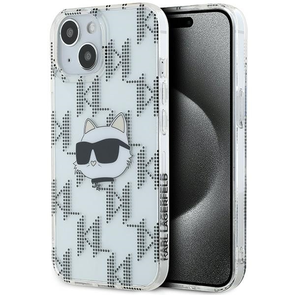 Karl Lagerfeld IML Choupette galvas un monogrammas apvalks iPhone 15 / 14 / 13 - caurspīdīgs