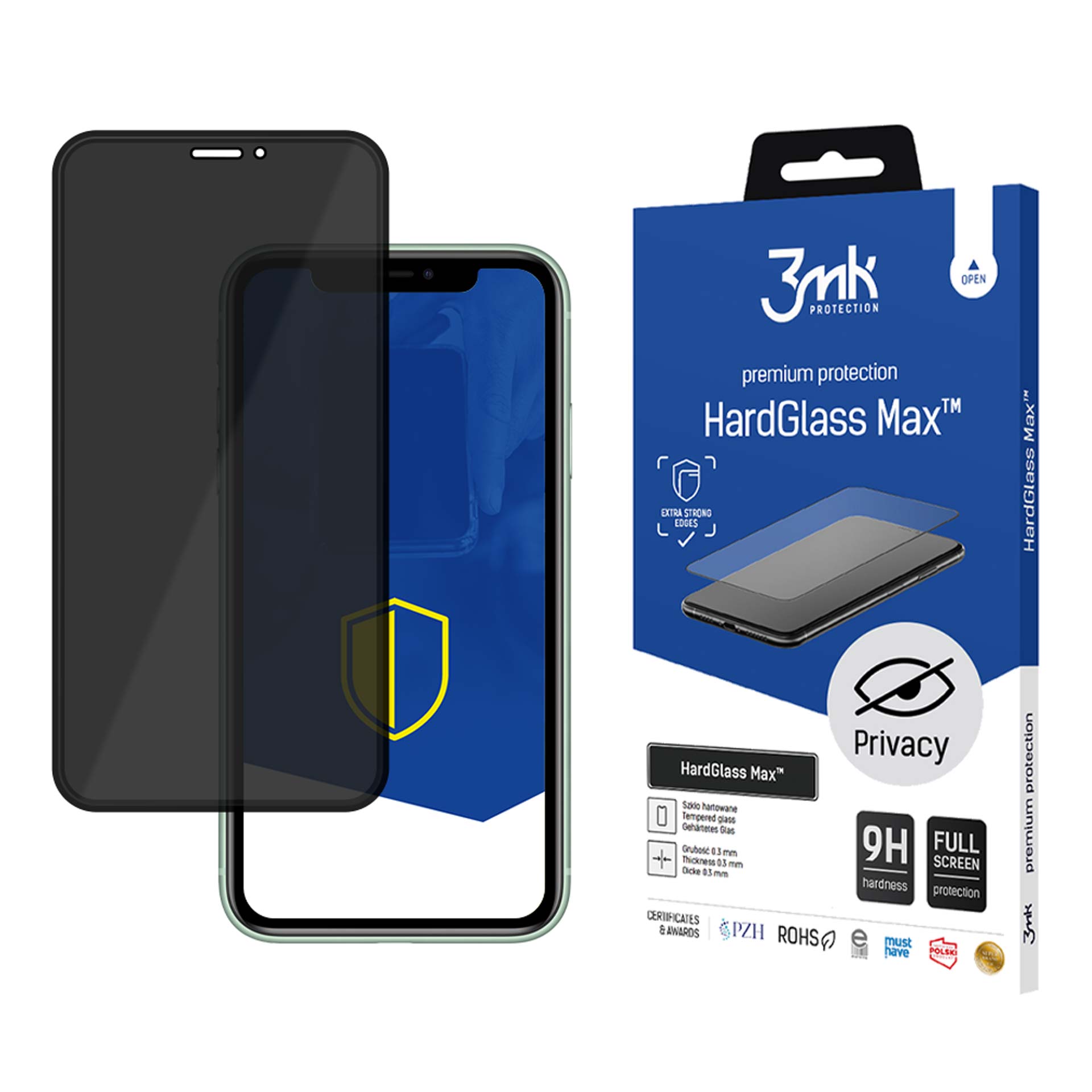 9H 3mk HardGlass Max Privacy™ aizsargstikls privātumam iPhone 11 Pro Max