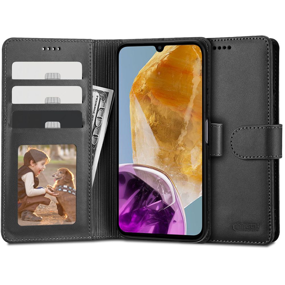 Tech-Protect Wallet viedtālruņa apvalks Samsung Galaxy M15 5G - melns