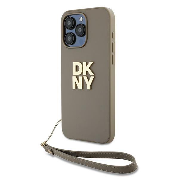 DKNY Viedtālruņa apvalks ar siksniņu un logotipu iPhone 15 Pro Max - bēšs