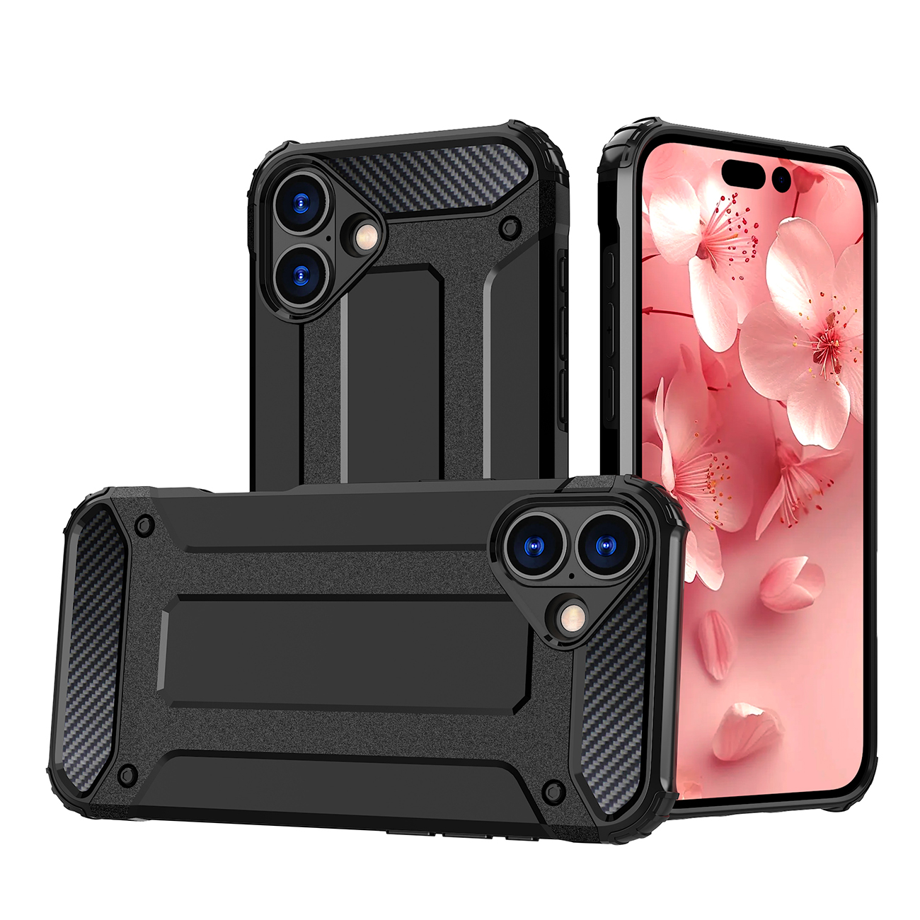 Hybrid Armor viedtālruņa apvalks iPhone 16 - melns