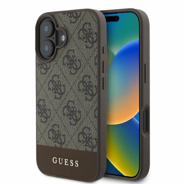 Guess 4G Bottom Stripe viedtālruņa apvalks iPhone 16 - brūns