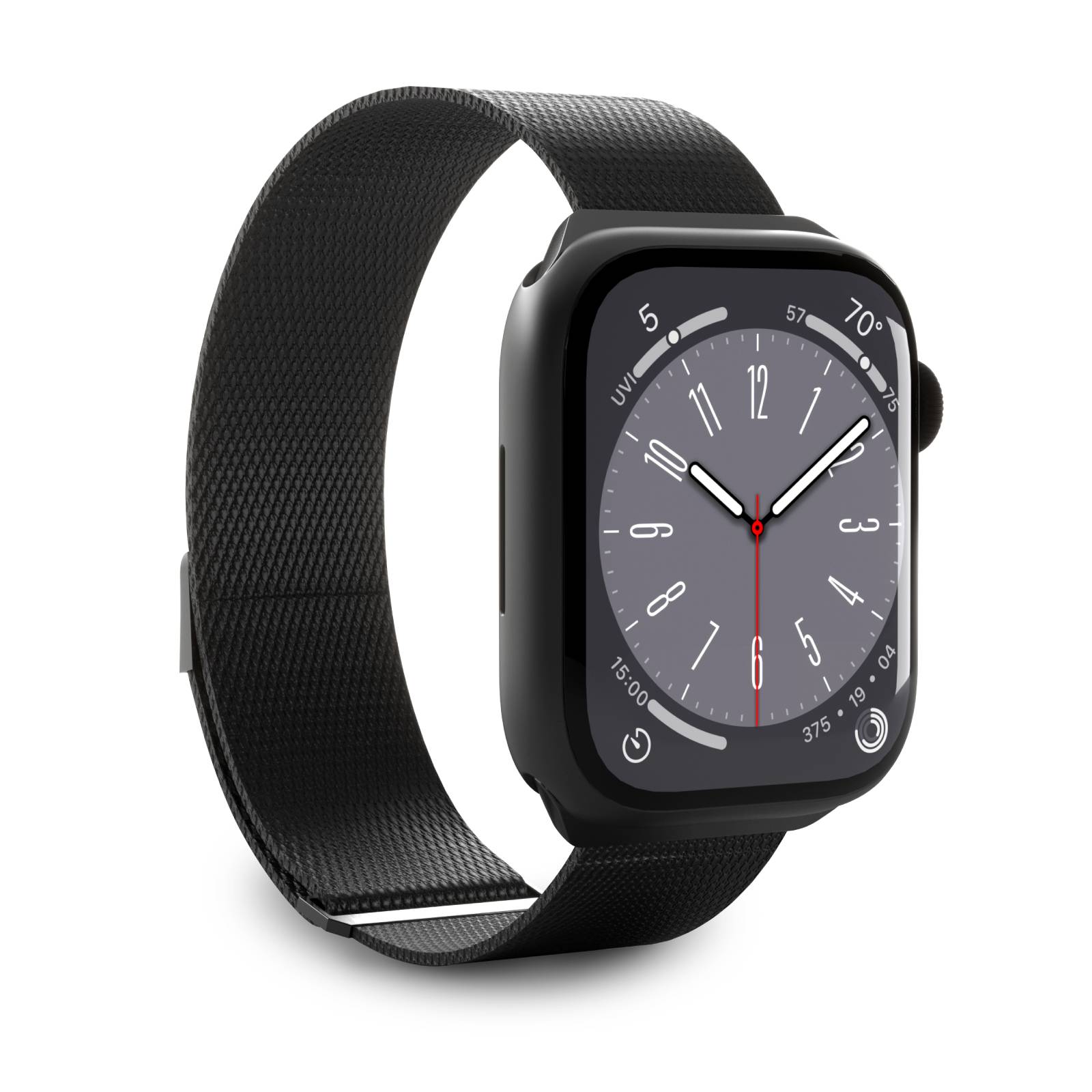 Puro „MILANESE“ siksniņa Apple Watch 42 / 44 / 45 / 49 mm – melnā krāsā