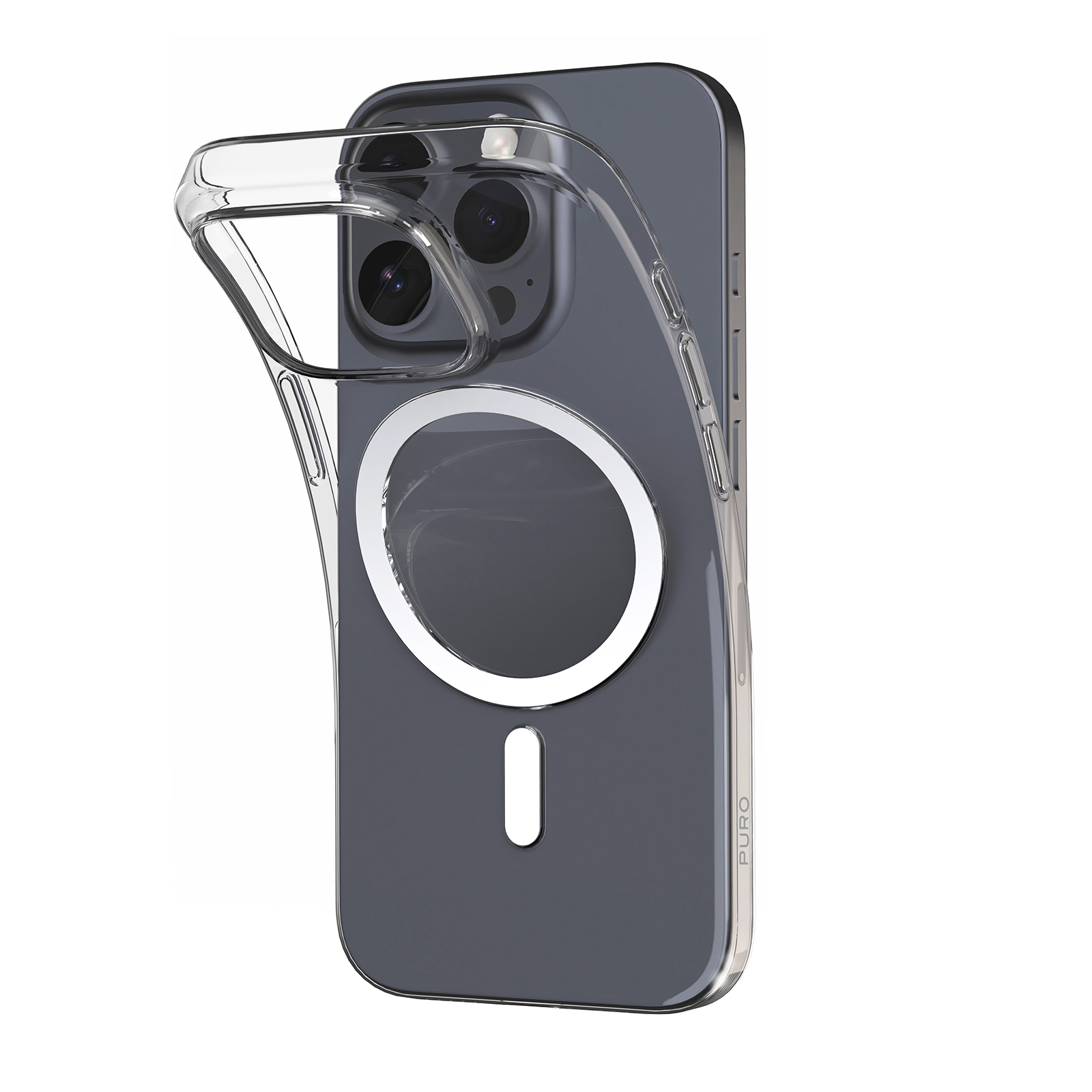 Puro 03 Mag MagSafe silikona apvalks iPhone 16 Pro Max - caurspīdīgs
