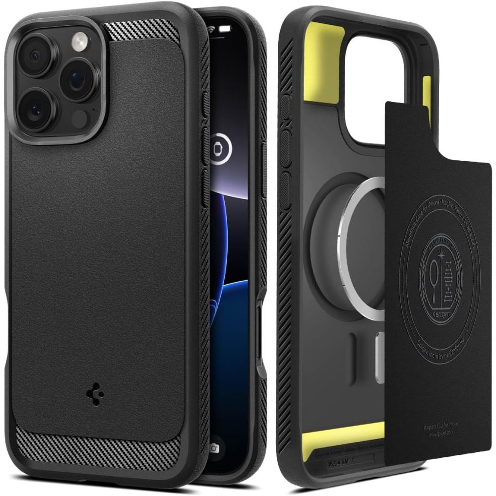 Spigen Rugged Armor Magnētiskais viedtālruņa apvalks iPhone 16 Pro Max - melns