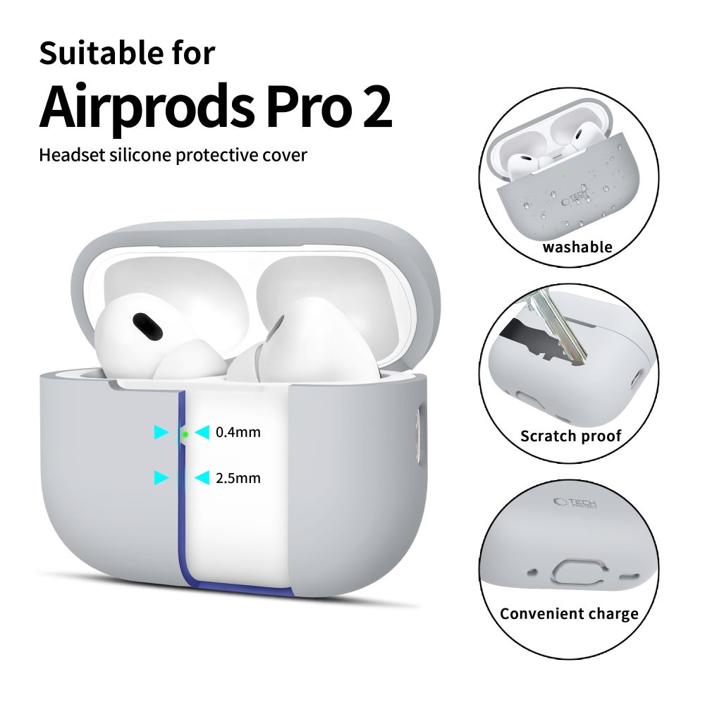 Tech-Protect silikona apvalks Apple AirPods Pro 1 / 2 - pelēks
