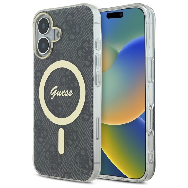 Guess IML 4G MagSafe viedtālruņa apvalks iPhone 16 - melns