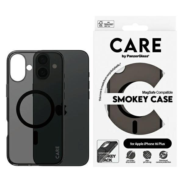 CARE by PanzerGlass Flagmanis viedtālruņa apvalks iPhone 16 Plus 6.7" dūmu/dūmu Magnētiskais 1351
