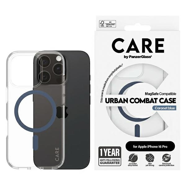 CARE by PanzerGlass Flagmanis viedtālruņa apvalks iPhone 16 Pro 6.3" zils/zils Magnētiskais 1366