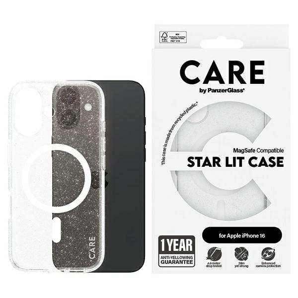 CARE by PanzerGlass Flagship Star Lit viedtālruņa apvalks iPhone 16 6.1" balts Magnētiskais 1341