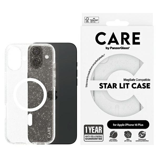 CARE by PanzerGlass Flagship Star Lit viedtālruņa apvalks iPhone 16 Plus 6.7" balts Magnētiskais 1343