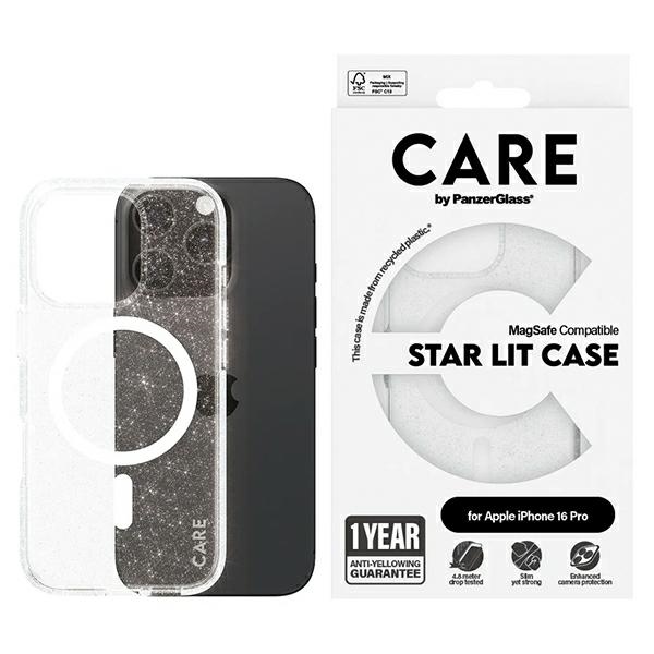 CARE by PanzerGlass Flagship Star Lit viedtālruņa apvalks iPhone 16 Pro 6.3" balts Magnētiskais 1342
