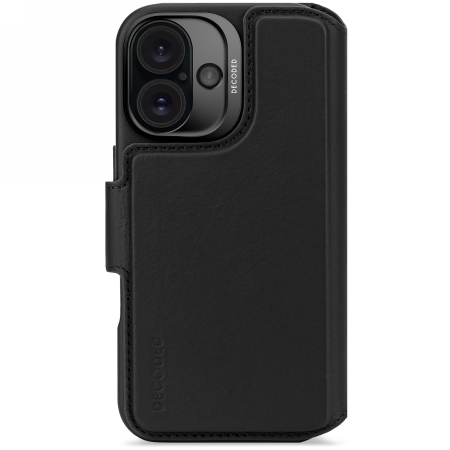 Decoded ādas noņemamais maciņa vāciņš ar MagSafe un maku iPhone 16 – melns
