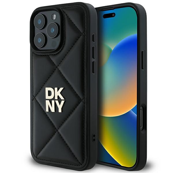DKNY putuots Stack logotips iPhone 16 Pro apvalks melns