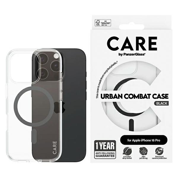CARE by PanzerGlass Flagship viedtālruņa apvalks iPhone 16 Pro 6.3" melns/melns magnētiskais 1346