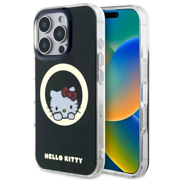 Hello Kitty IML Saldā kaķenīte magnētiskais iPhone 16 Pro viedtālruņa apvalks - melns