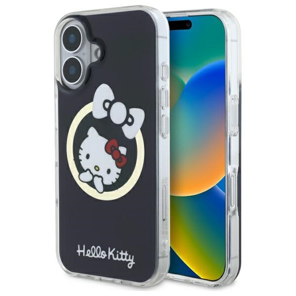 Hello Kitty IML Jautrā lente magnētiskais iPhone 16 viedtālruņa apvalks - melns