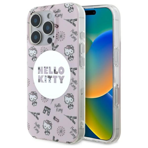 Hello Kitty IML Visur Parīze magnētiskais viedtālruņa apvalks iPhone 16 Pro Max - rozā