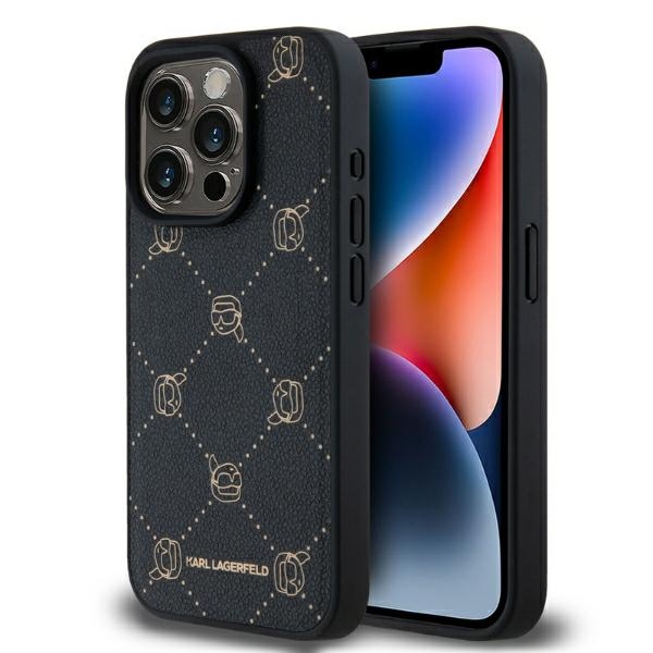 Karl Lagerfeld Magnētiskais Karl Head iPhone 15 Pro viedtālruņa apvalks - melns