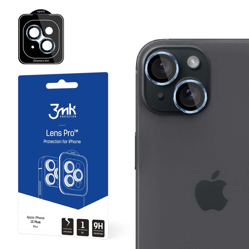 3mk Lens Protection Pro Kameras aizsargs ar zilu rāmi iPhone 15 Plus