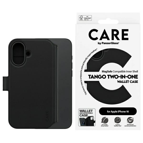 CARE by PanzerGlass Tango 2in1 maks Magnētiskais viedtālruņa apvalks iPhone 16 - melns