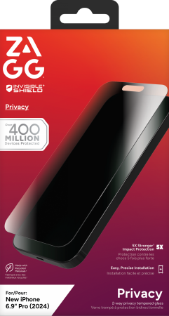 ZAGG InvisibleShield Glass Elite Privacy aizsargstikls iPhone 16 Pro Max viedtālrunim