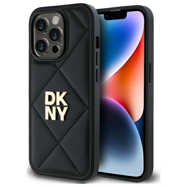 DKNY Quilted Stack Logo viedtālruņa apvalks iPhone 14 Pro Max - melns