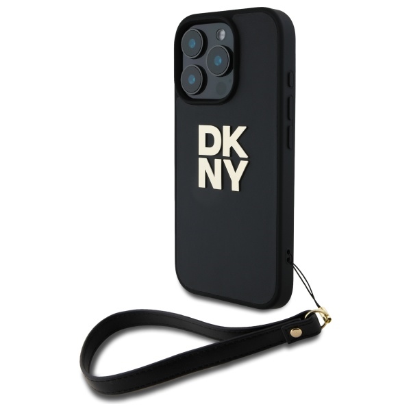 DKNY Wrist Strap Stock Logo viedtālruņa apvalks iPhone 16 Pro Max - melns