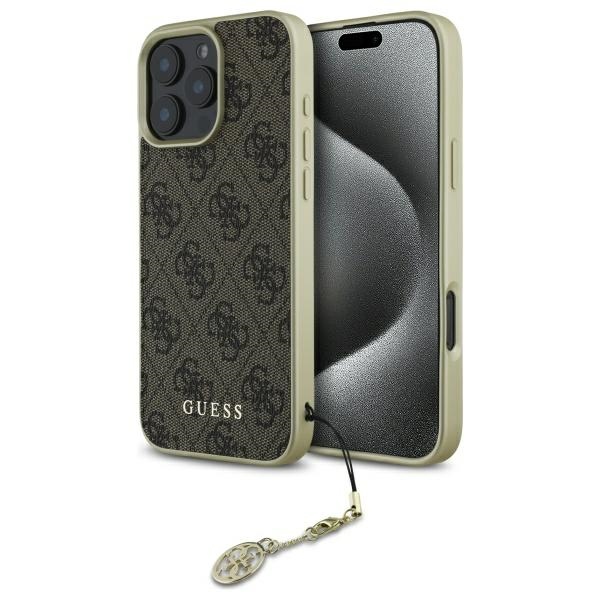 Guess 4G Charms Kolekcijas viedtālruņa apvalks iPhone 16 Pro - brūns