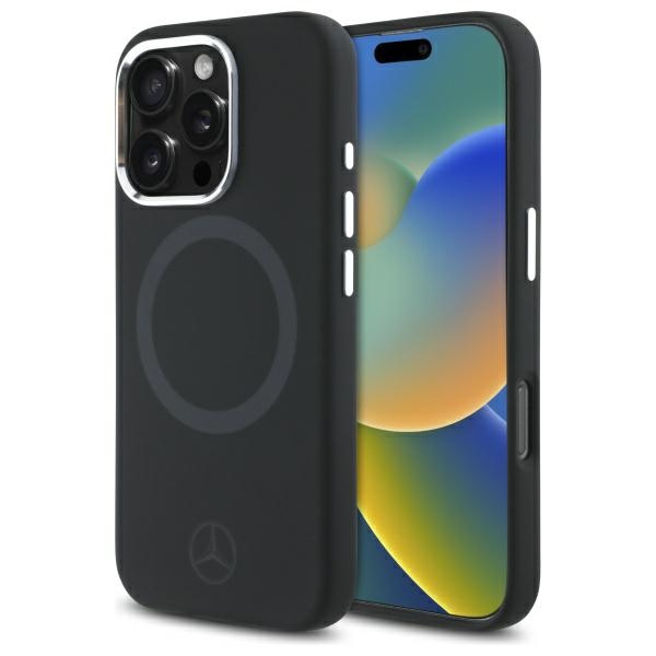 Mercedes silikona tonālais logotips Magnētiskais viedtālruņa apvalks iPhone 16 Pro - melns