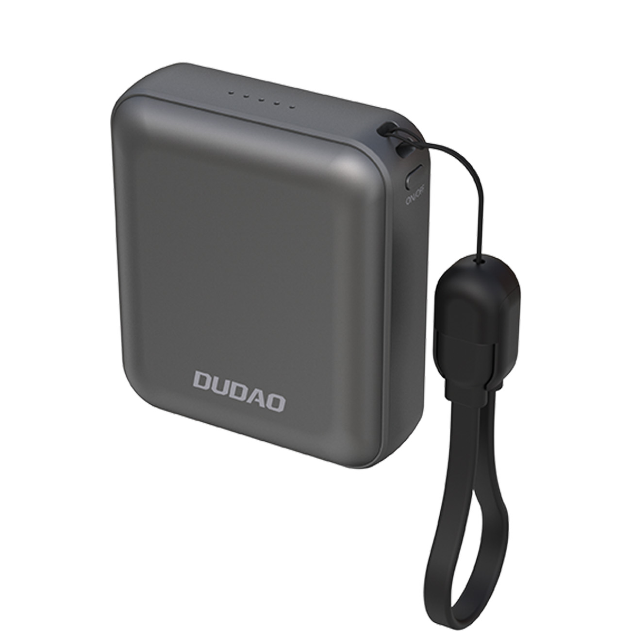 Dudao K22+ Īpaši kompakts portatīvais lādētājs 10000mAh 22.5W USB-C ar piekariņu/kabeli - pelēka