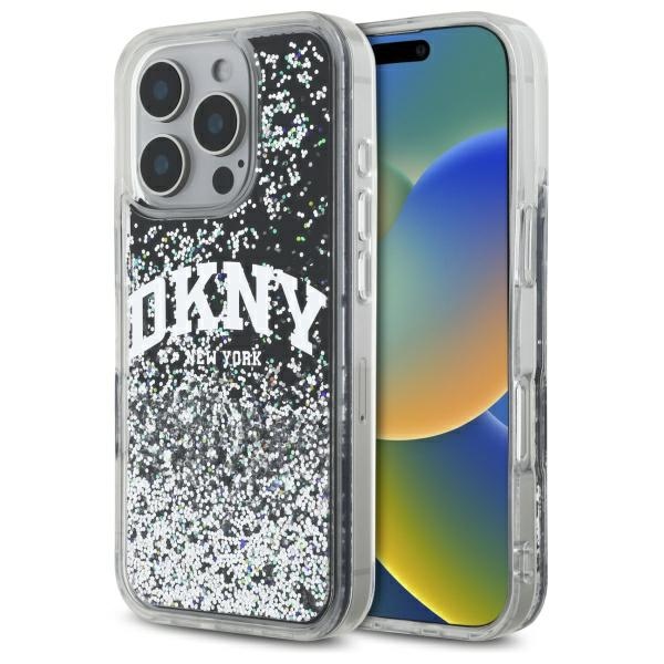 DKNY DKHCP16XLBNAEK iPhone 16 Pro Max 6.9" melns/melns cietais apvalks ar šķidro spīdumu loka logotipu