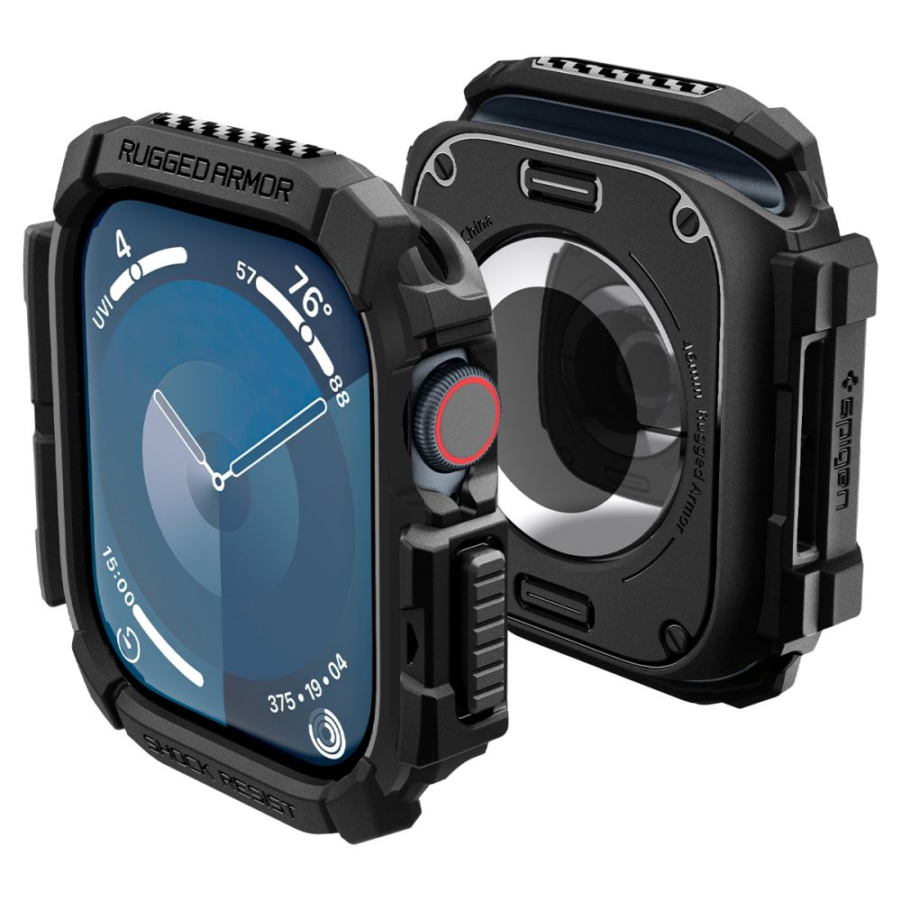 Spigen Rugged Armor apvalks Apple Watch 10 46mm pulkstenim - melns